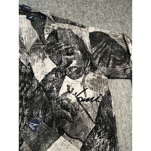 Vintage Karl Kani Hip Hop Rap Print Gray‎ Button Up Shirt XL tupac biggie 90s